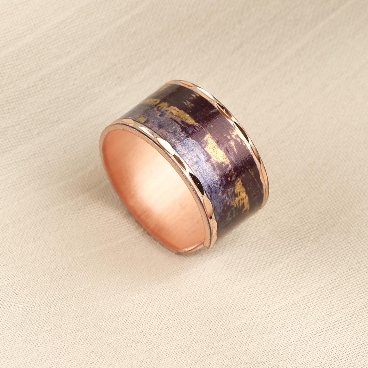 Vincent van Gogh “Starry Night Over the Rhône” Ring in Pure Copper, Adjustable Artistic Design | Handmade Antique Looking Vintage Style Gift