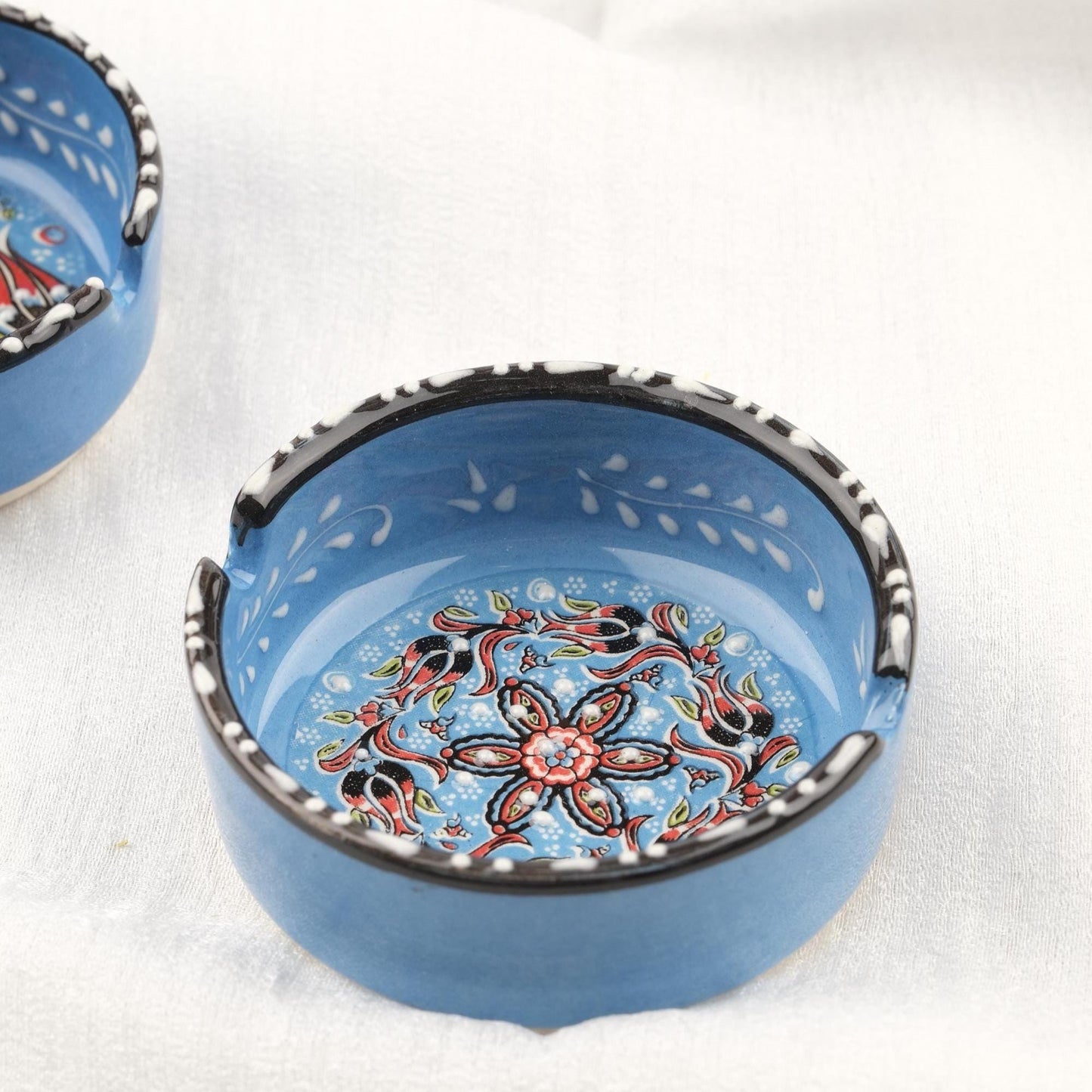 Buy1 Get1 | Handmade Light Blue Ceramic Ashtray with Vintage Lid Design, Small Antique Style Smoking Accessory Cigar Ash Tray, Cigarette Lid