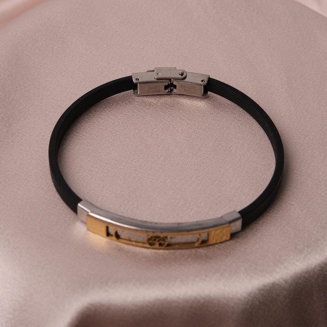 Gold Finish Tree Design Bracelet for Men, Stainless Steel | Strong Wristwear | Masculine and Sleek Jewelry Gift for Everyday or Formal Looks