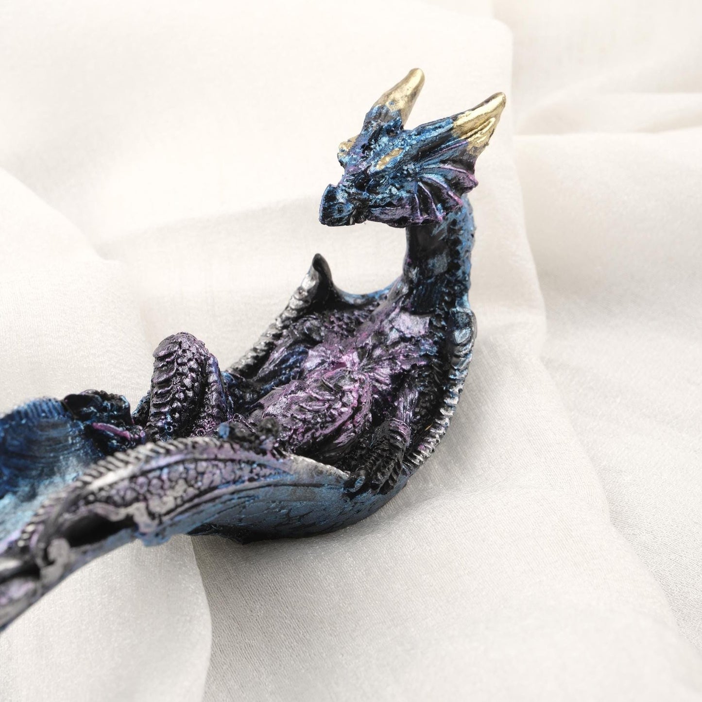 Blue Resting Dragon Incense Stick Holder | Feng Shui Aromatherapy Tray For Smudge Or Meditation | 20x5x6cm Positive Energy and Meditation