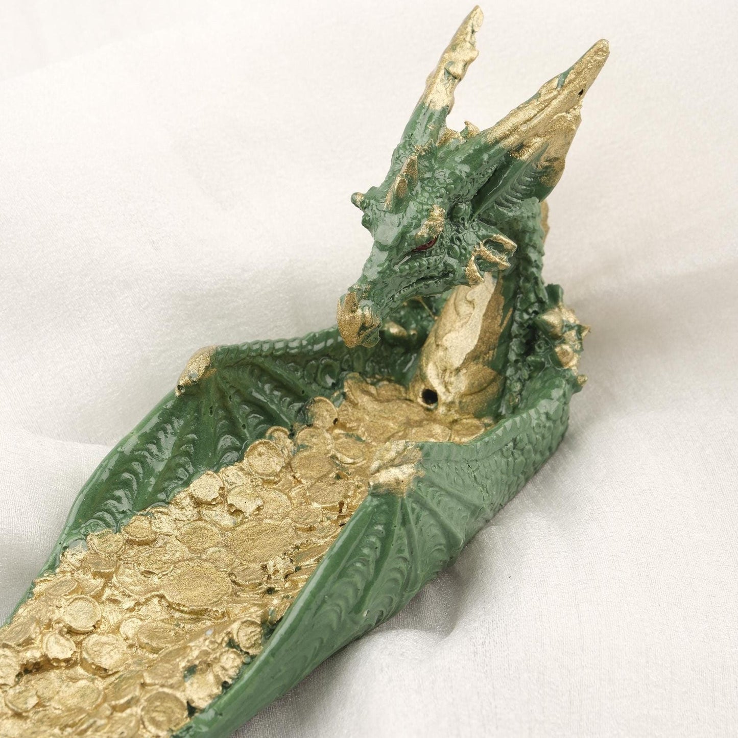Money Attraction Dragon Gold Flow Incense Stick Holder | Prosperity Feng Shui Stick Tray | 25x6x7cm Authentic Decoration for Yoga Lovers