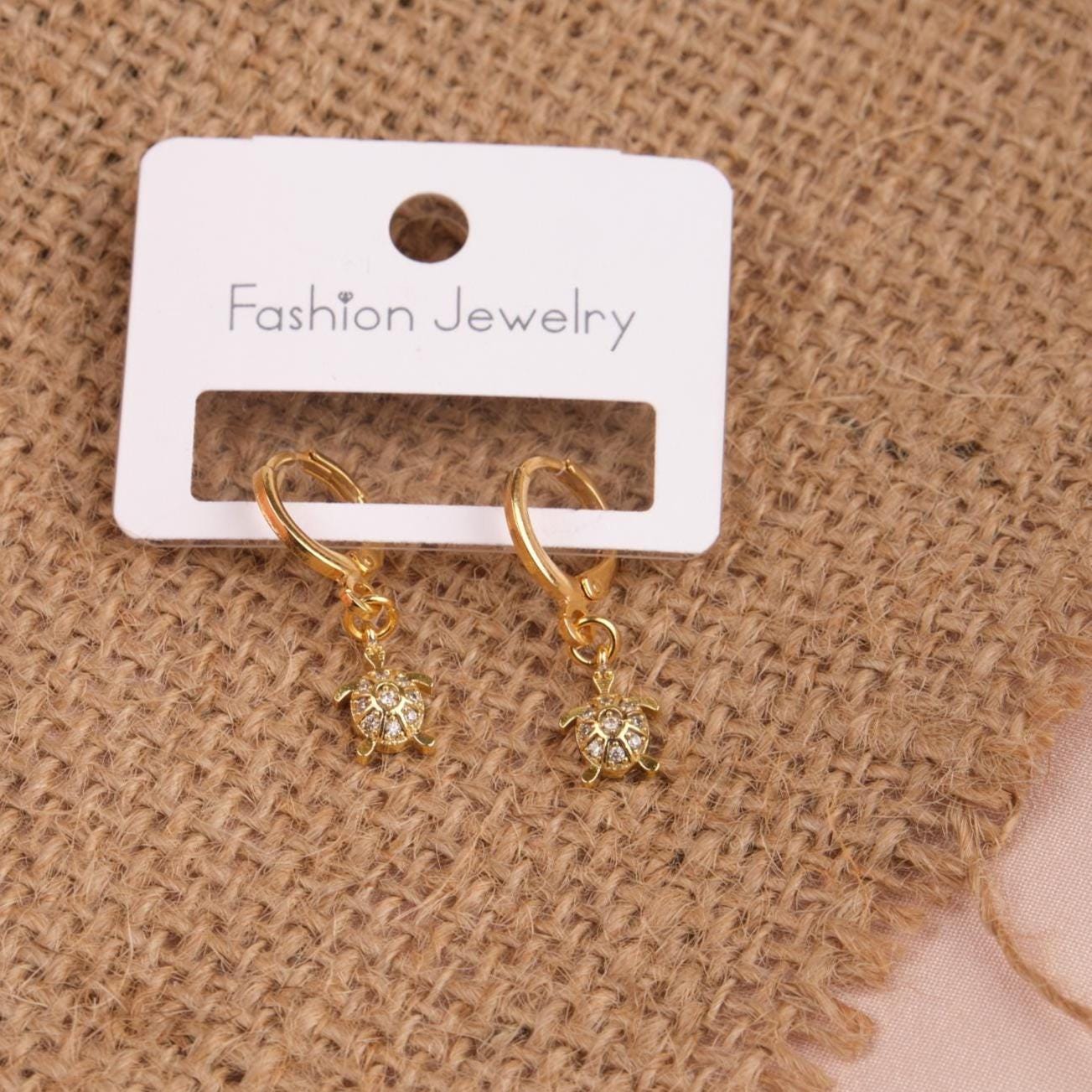 Gold Turtle Hoop Earrings, Minimalist Summer Charm In Brass, Gentle Care Jewelry That Brings Ocean Energy, Gift For Women