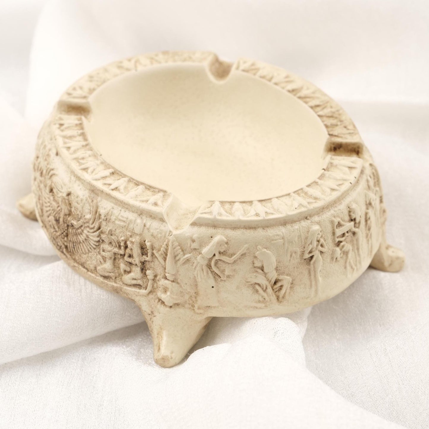 Gray Egyptian Art Ashtray, Authentic Decoration for Smokers, Cigarette Lid and Holder | Ancient Art Smoking Accessories WEIGHS 1LB