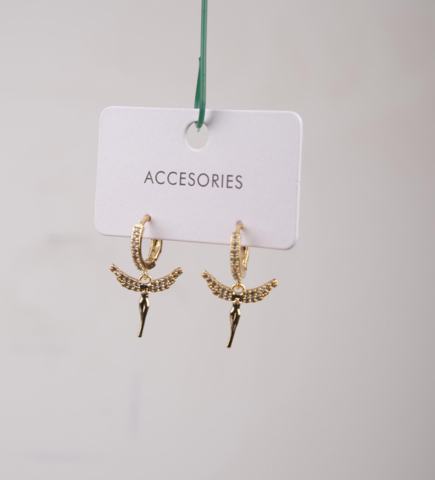 Gold Fairy Angel Hoop Earrings, Radiant And Spiritual Jewelry For Women, Gentle Minimal Charm Made In Brass
