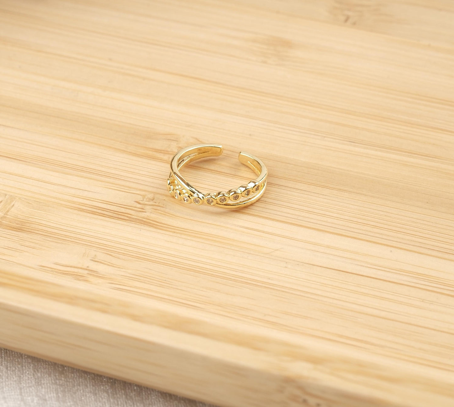 Little Finger Ring With Oval Zircon Accents Gold Plated Hypoallergenic Dainty Stackable Minimalist Modern Jewelry Gift for Women