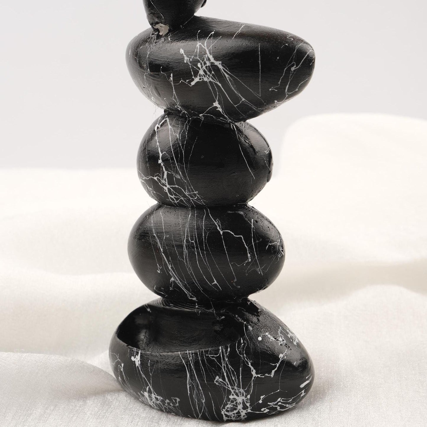 Black And White Marble Backflow Incense Burner With Stones | Aromatherapy Smoke Fountain & Holder | 15x8x2cm