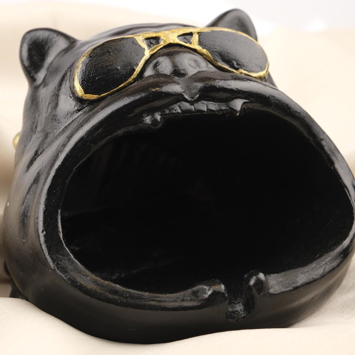 Cool Pug Dog Ashtray with Sunglasses, Funky Black Pet Design for Smokers, Hip Hop Style Handmade Gift Unique Decor Piece
