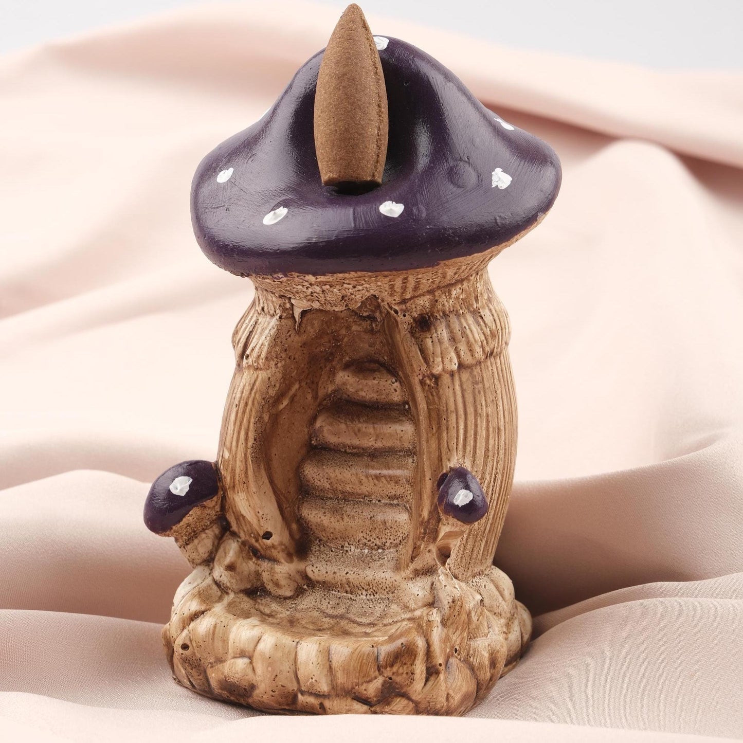 Mushroom Backflow Incense Waterfall in Resin | Backflow Incense Holder with Unique Design, Ashtray for Incense, Ash Lid for Yoga Lovers