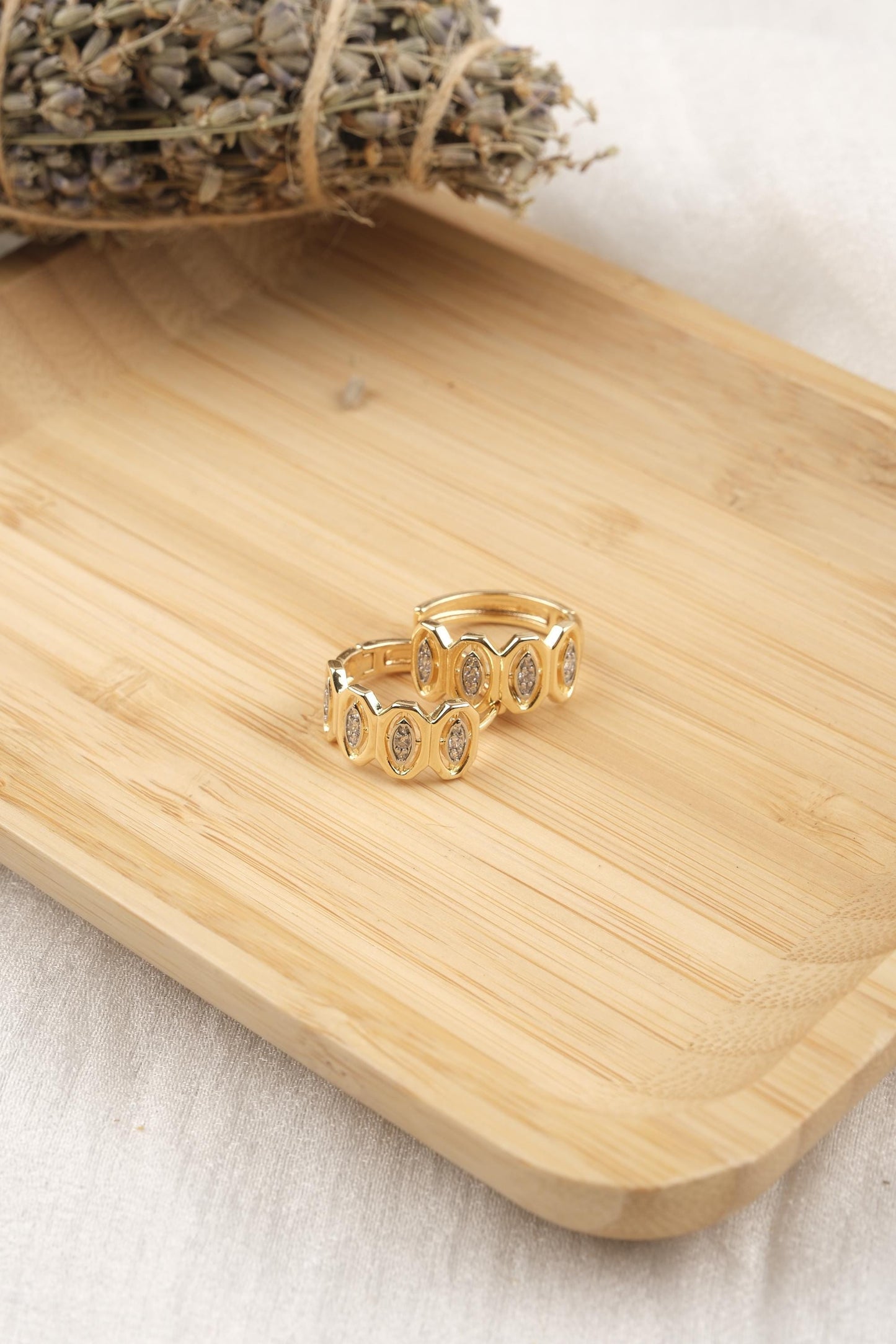 Minimalist Gold Hoop Earrings With Baguette Diamond Accents, Gold Plated Hypoallergenic Lightweight Elegant Everyday Jewelry Gift For Women