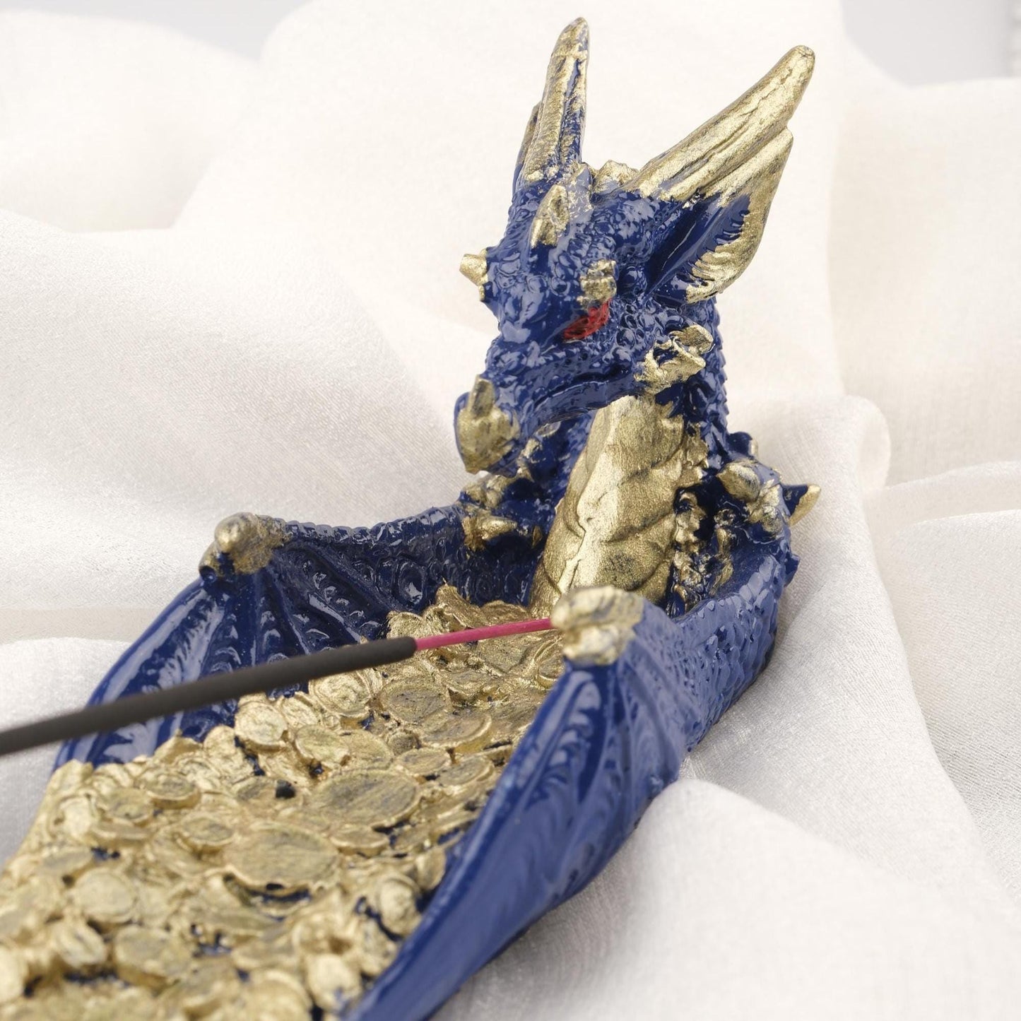 Money Flow Dragon Incense Stick Holder | Golden Mythic Manifestation Aromatherapy Feng Shui Tray | Authentic Meditation Decor 25x6x7cm