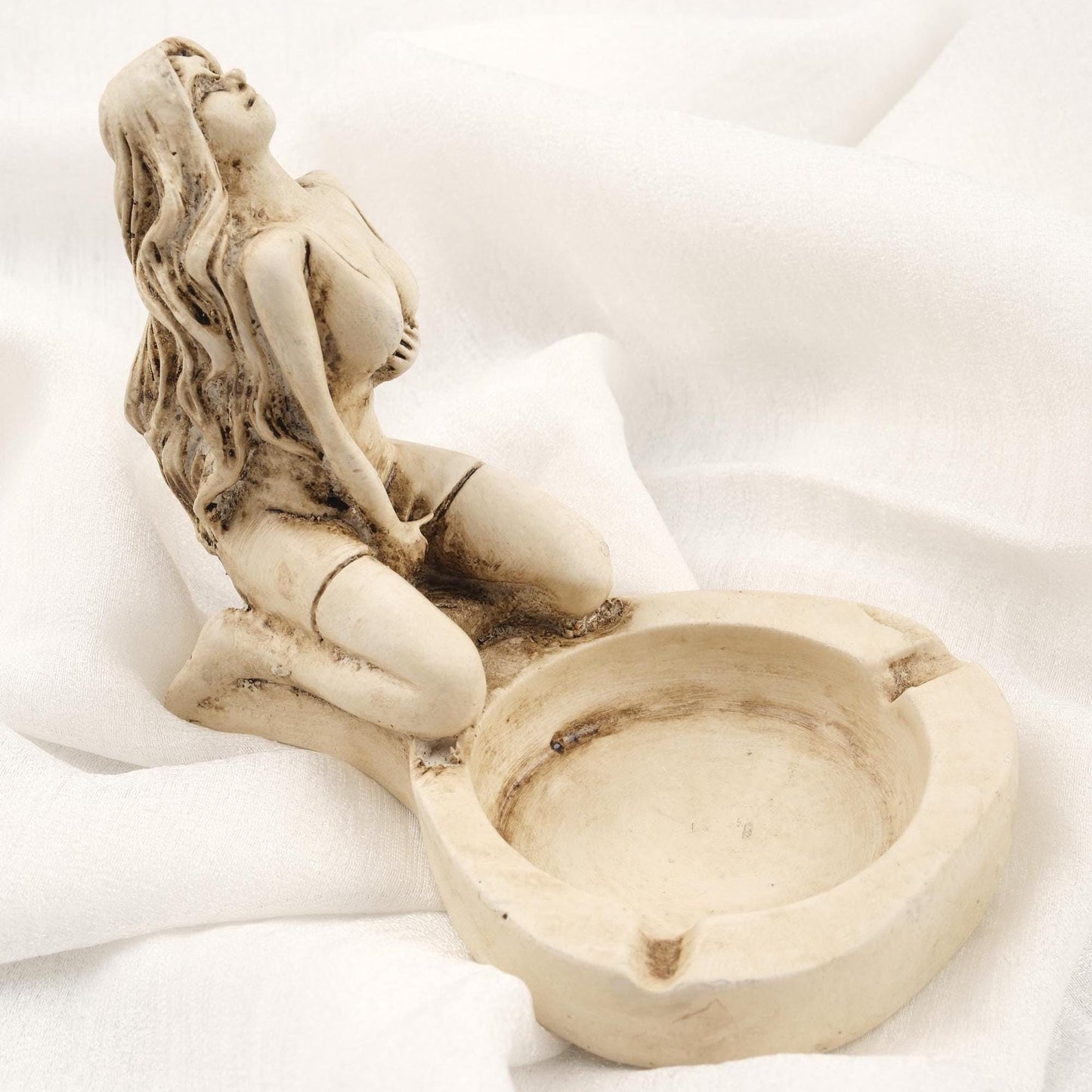 White Exotic Women Figure Ashtray, Unique Gift for Smokers, Cigarette Lid for Smoking, Art Decoration Accessories for Husband 1lb