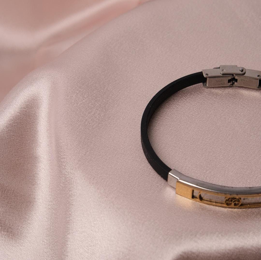 Gold Finish Tree Design Bracelet for Men, Stainless Steel | Strong Wristwear | Masculine and Sleek Jewelry Gift for Everyday or Formal Looks