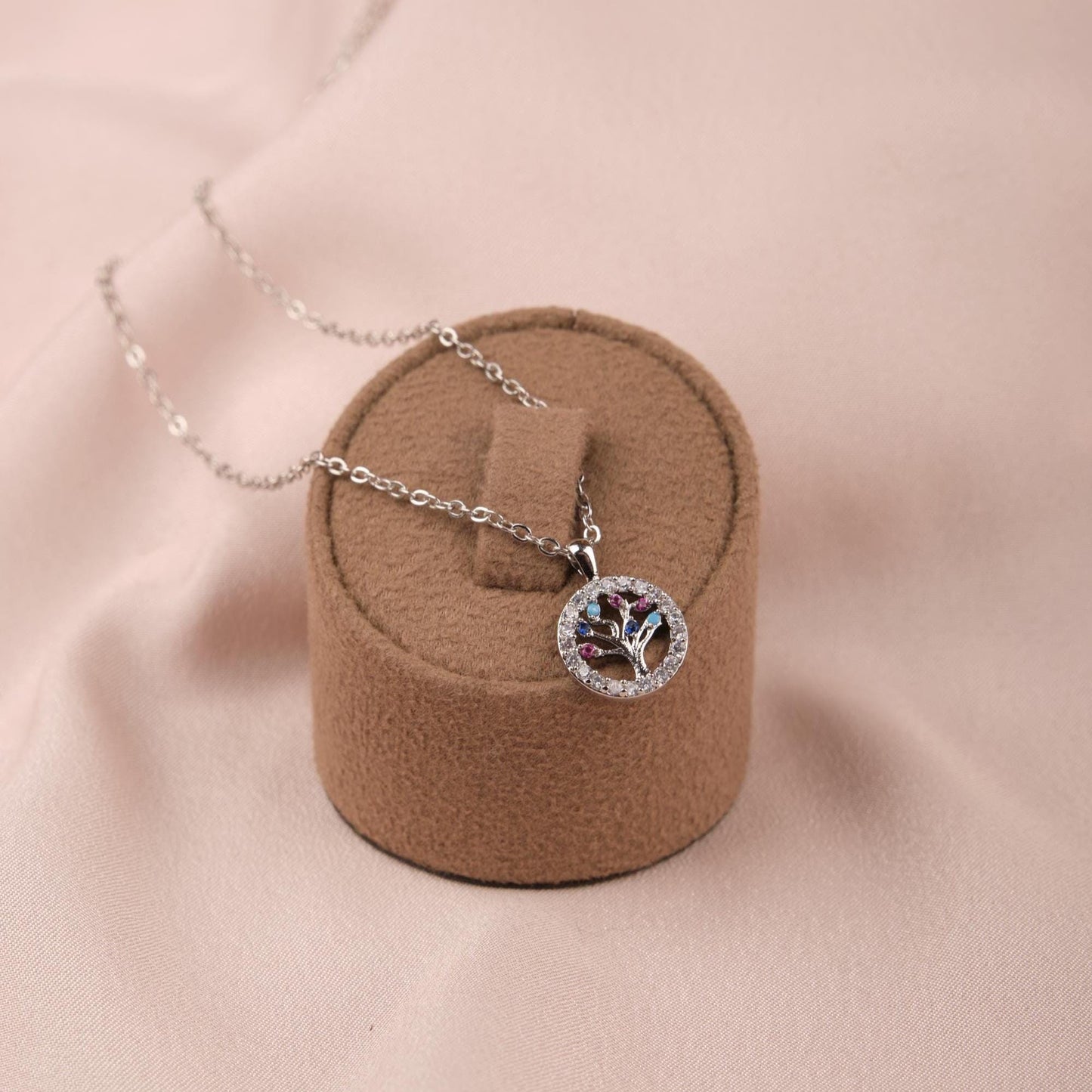 Tree Of Life Pendant Necklace In Silver, Minimal Brass Jewelry, Spiritual Spring And Summer Gift For Women, Gentle Care