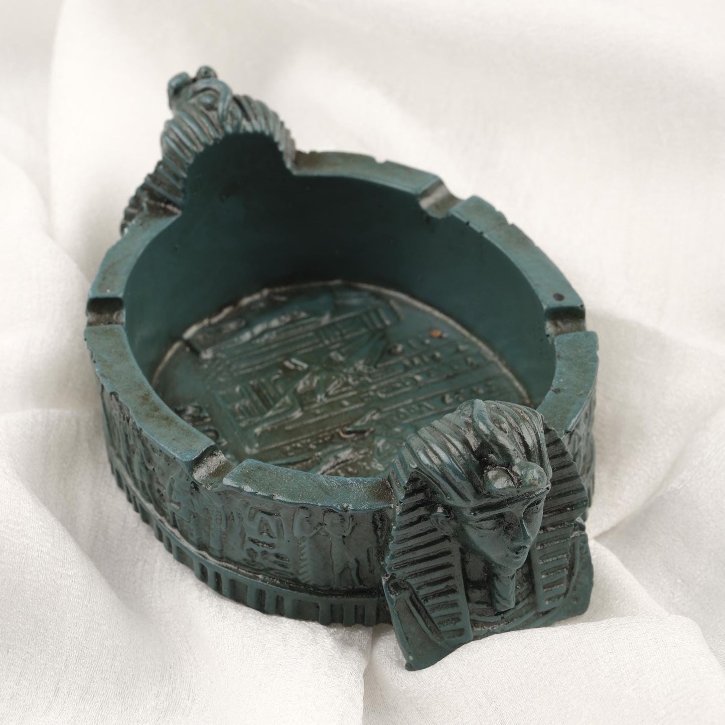 Pharaoh Ashtray | Dark Green , Mythic Ancient Smoke Accessory Funky Vintage Ashtray Gift – 10x15cm Handmade Handmade HEAVY ITEM 1LBS