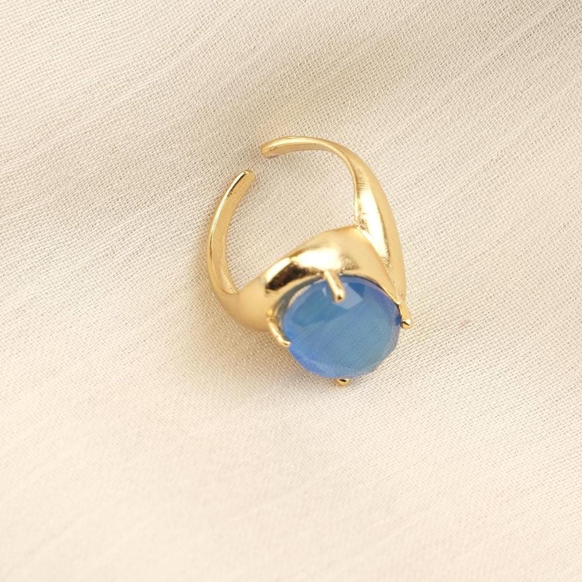 Protect the Aura | Handmade Blue Cat's Eye Ring, Antique Looking And Vintage Style Adjustable Ring, Gemstone Artistic Diamond Ring Gift June