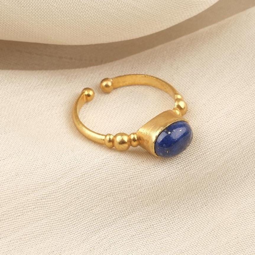 Stone of Authenticity & Inner Truth | Handmade Lapis Ring, Antique Looking And Vintage Style, Adjustable Gemstone Artistic December Ring