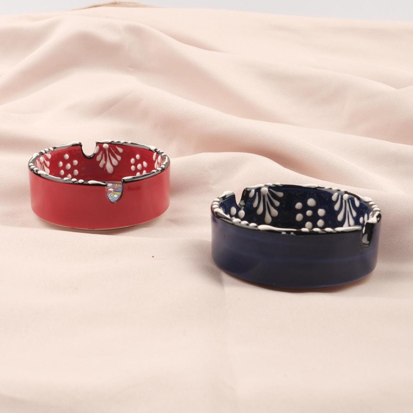 Buy1 Get1 | Handmade, Antique Looking Vintage Style Ashtray in Red & Blue