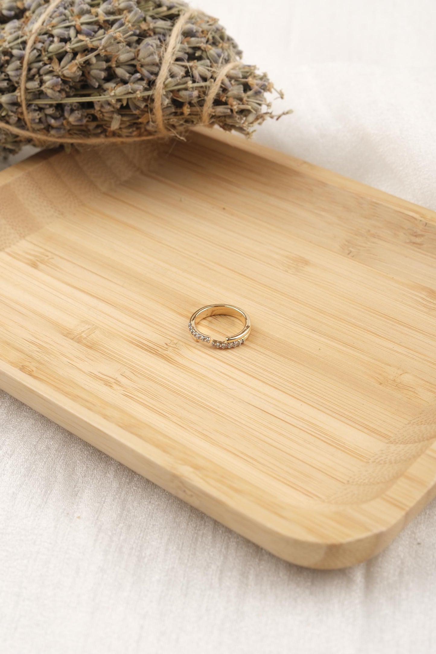 Baguette Gold Ring for Women Little Finger Design Gold Plated Hypoallergenic Dainty Stackable Minimalist Modern Adjustable Ring Jewelry Gift