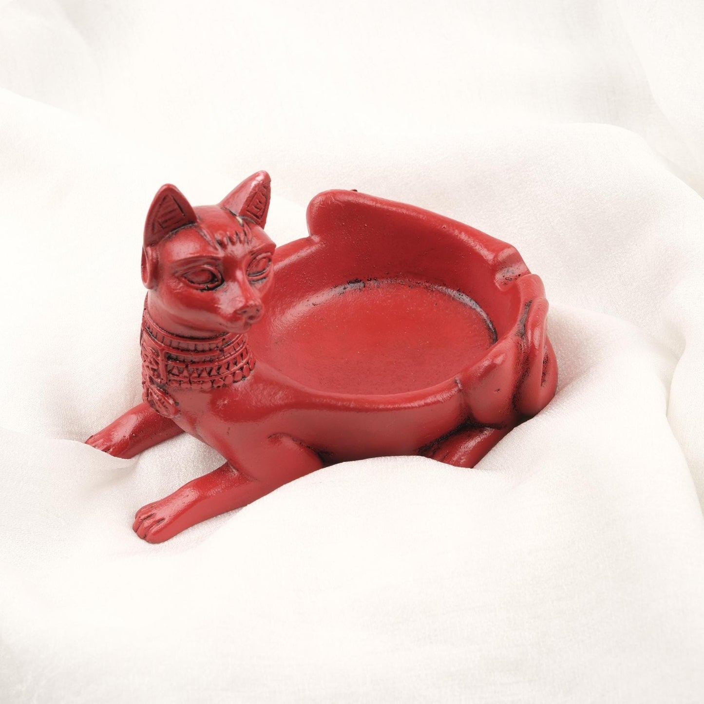 Gray & Light Green Sphinx Cat Ashtray, Ancient Egyptian Style Unique Vintage Ashtray Lid Gift – 14x10cm Handmade HEAVY ITEM 1LBS