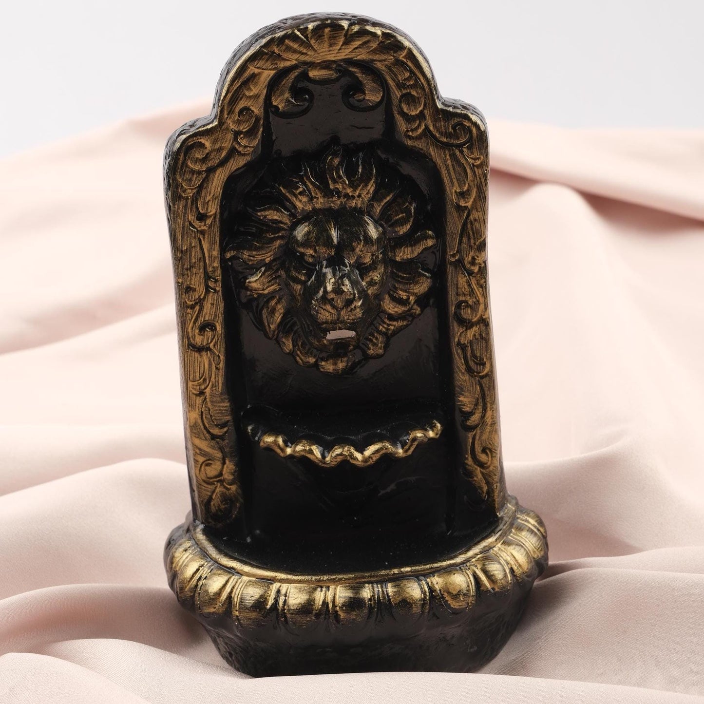 Gold Lion Incense Backflow Burner, Free Cone Included | Unique Ash Catcher, Waterfall Incense with Lion Figure, Smoke Aromatherapy Cone