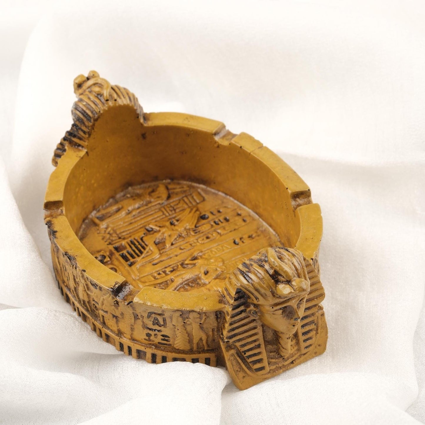 Green Pharaoh Ashtray | Ancient Egypt Theme Cool Mythic Smoking Accessories Gift – 10x15cm Spiritual Ashtray Handmade HEAVY ITEM 1LBS