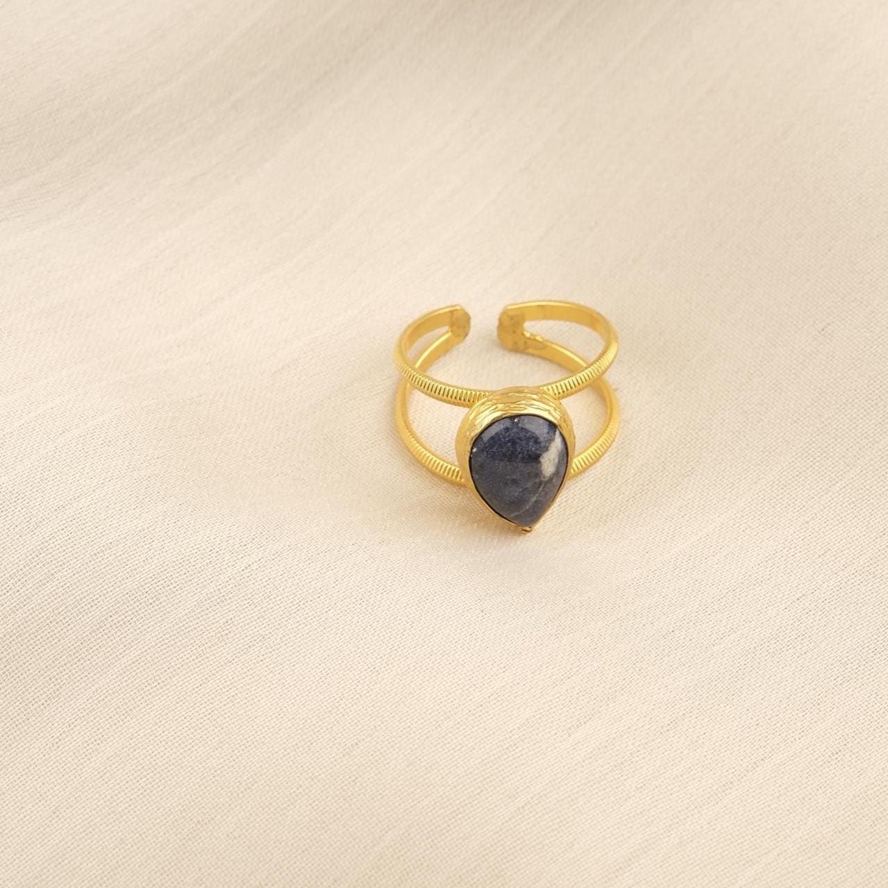 Stone of Wisdom & Logic | Handmade Sodalite Ring, Antique Looking And Vintage Style Adjustable Ring, Gemstone Artistic Diamond Ring Gift
