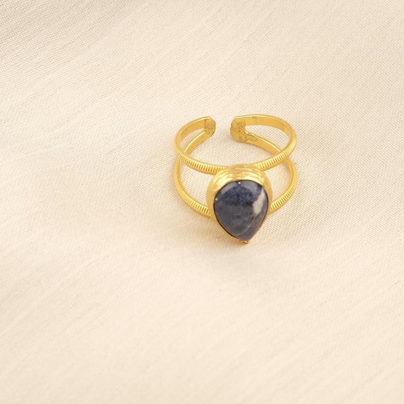 Stone of Wisdom & Logic | Handmade Sodalite Ring, Antique Looking And Vintage Style Adjustable Ring, Gemstone Artistic Diamond Ring Gift
