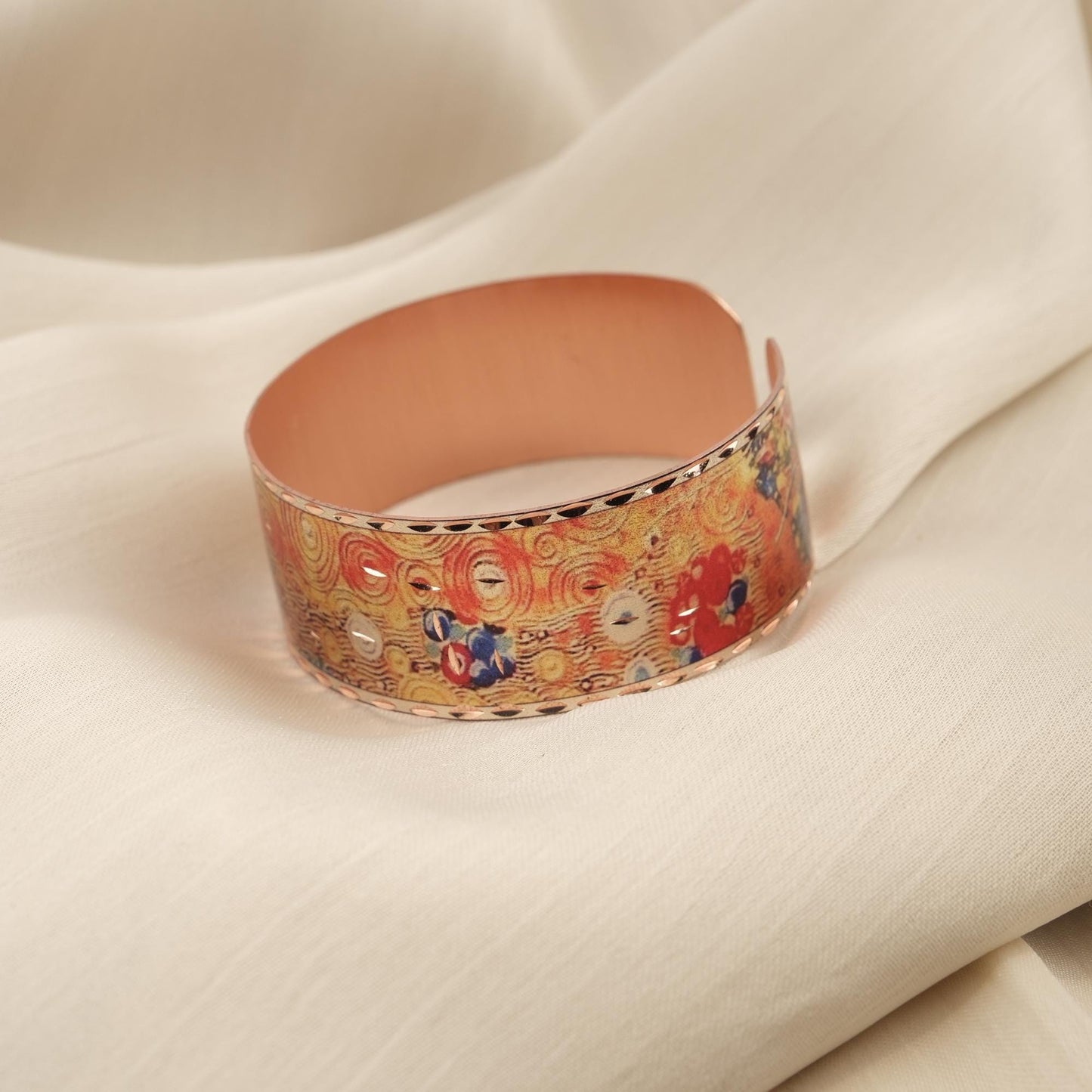 Gustav Klimt "The Kiss" Bracelet in Pure Copper, Inspired by Artistic Handmade Adjustable Cuff | Antique Looking Vintage Style Gift for Her