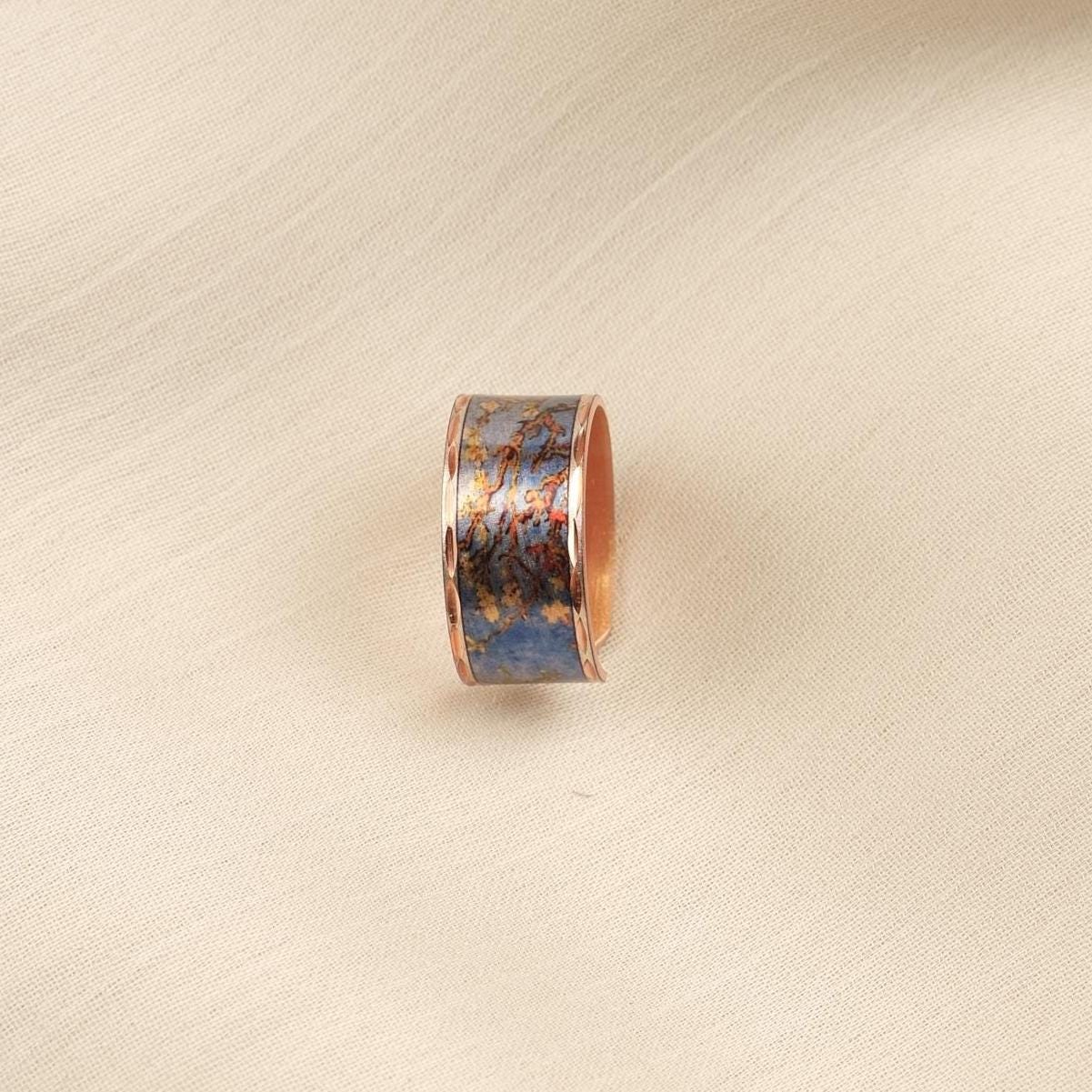 Vincent van Gogh “Almond Blossoms” Ring in Pure Copper, Adjustable Artistic Design | Handmade Antique Looking Vintage Style Statement Piece