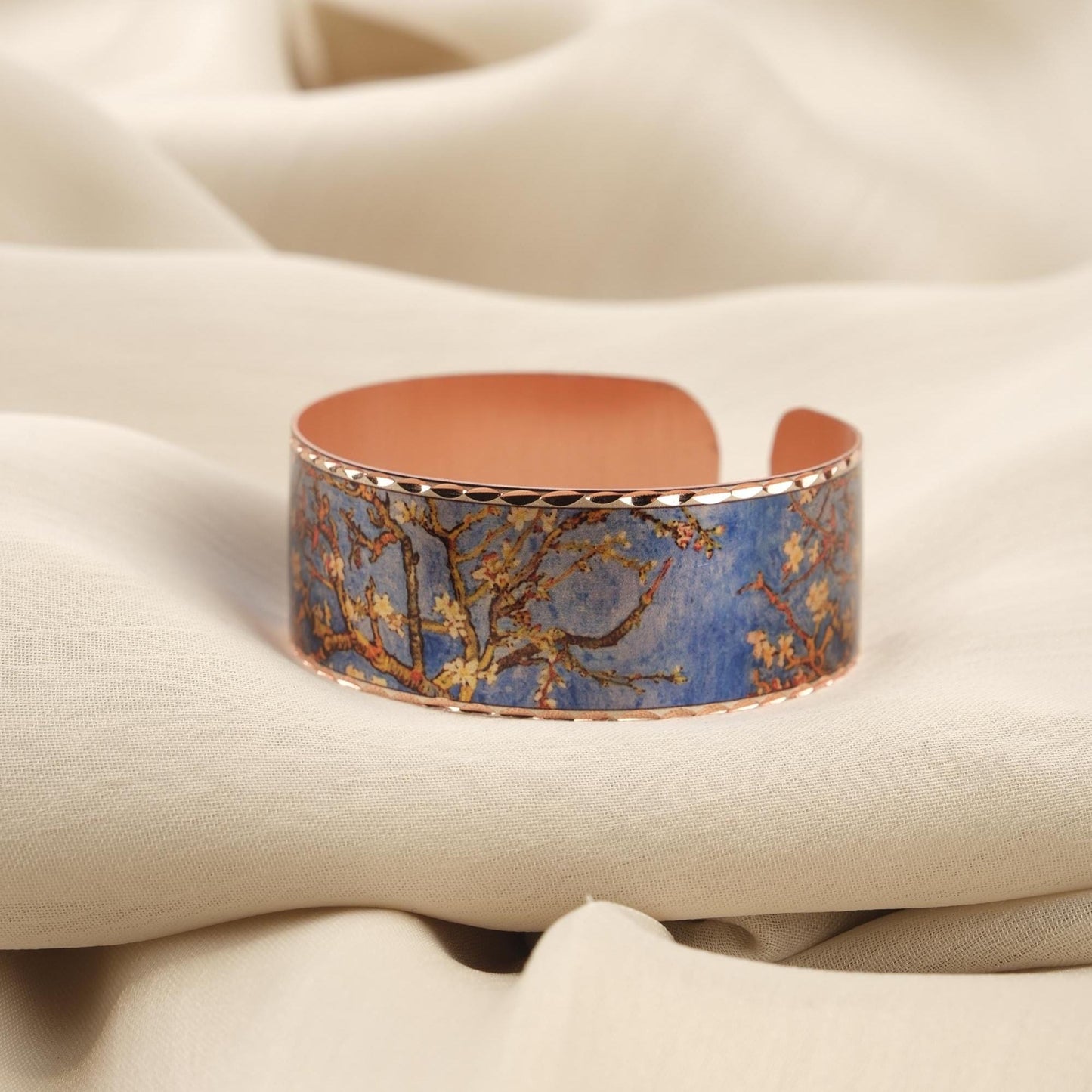 Vincent Van Gogh "Almond Blossoms" Bracelet in Pure Copper, Artistic Adjustable Art Bangle | Antique Looking Vintage Style Inspired Gift