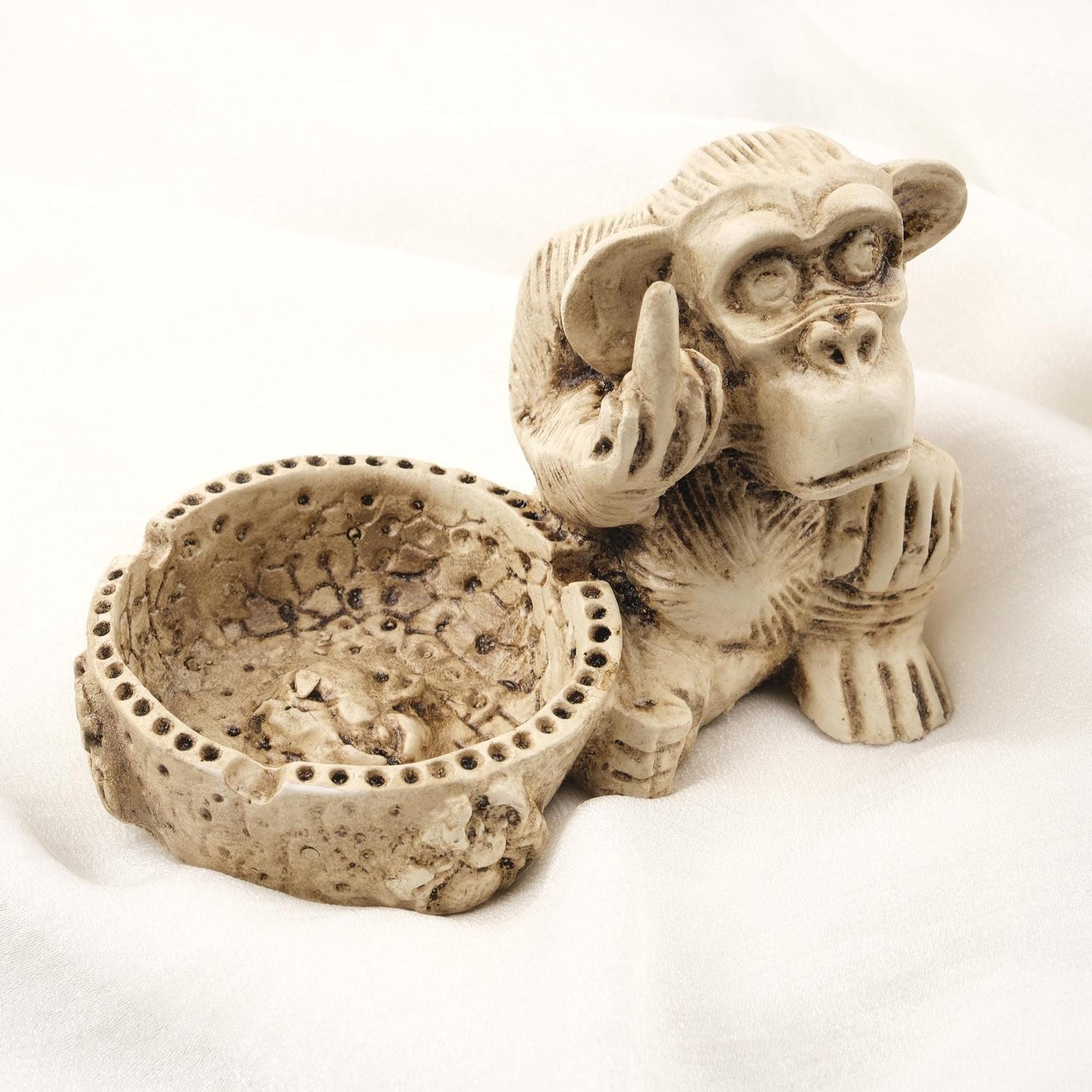 Gold Big Middle Finger Monkey Ashtray | Funky Smoking Accessories Gift, Cool Portable Ashtray – 15x9cm Handmade HEAVY ITEM 1LBS
