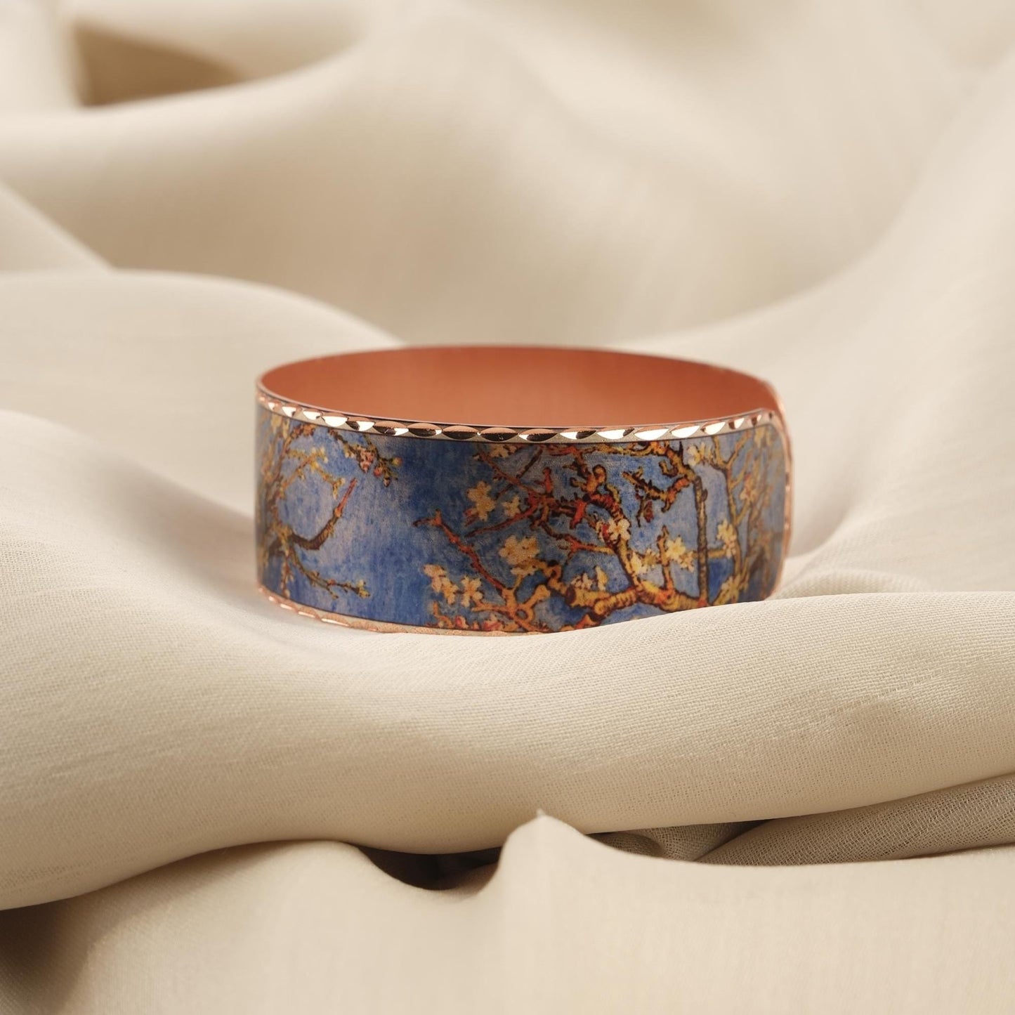 Vincent Van Gogh "Almond Blossoms" Bracelet in Pure Copper, Artistic Adjustable Art Bangle | Antique Looking Vintage Style Inspired Gift