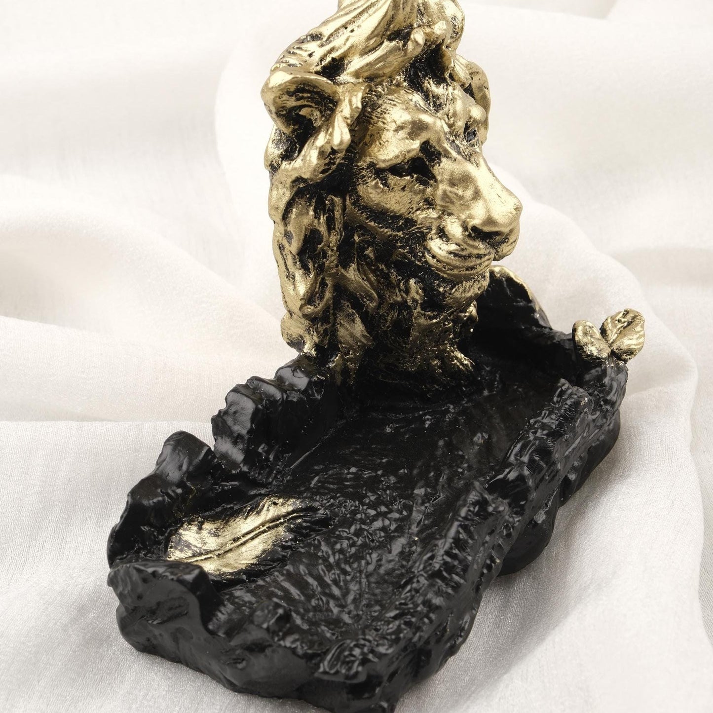 Handmade Gold Lion Ashtray with Feather Detail Funky Vintage Ashtray Lid, Cool Smoking Gift Cigarette Holder for Smokers WEIGHS 1LB