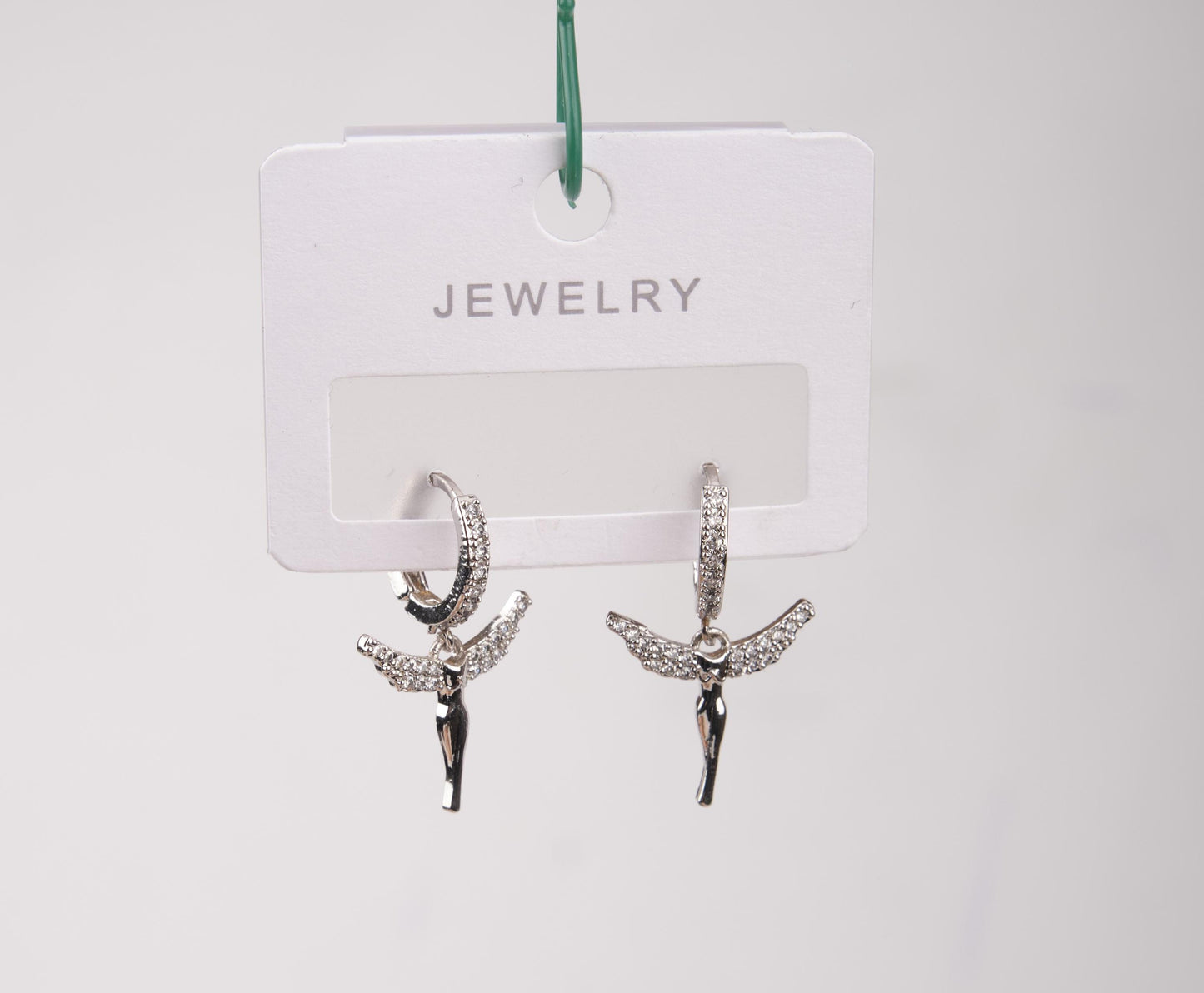 Silver Fairy Angel Hoop Earrings, Minimal And Spiritual Design For Dreamers, Ethereal Everyday Jewelry Made In Brass