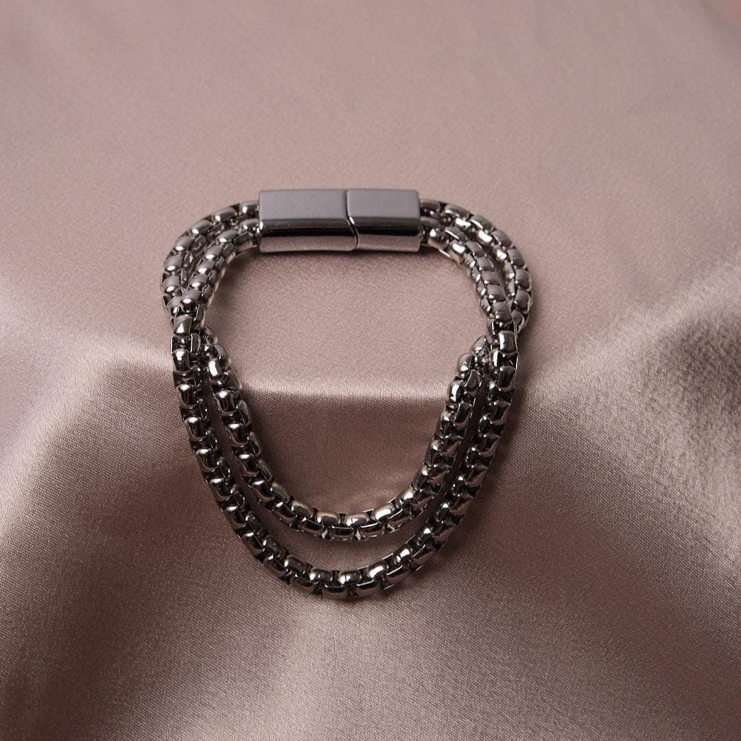 Men's Casual Silver Chain Bracelet & 20 cm, Chunky Chain Link | Rugged Modern Style | Masculine Jewelry Gift for Special Occasions