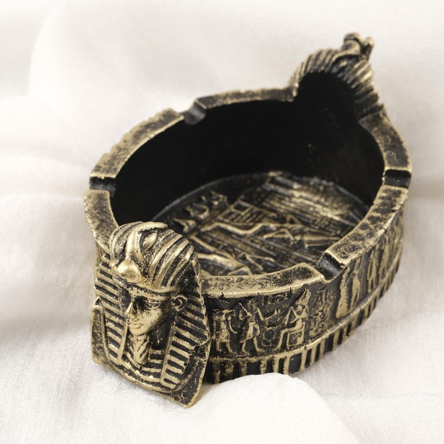 Pharaoh Ashtray | White , Vintage Egyptian Style Spiritual and Meditative Style Mythic Smoking Accessories 10x15cm Handmade HEAVY ITEM 1LBS