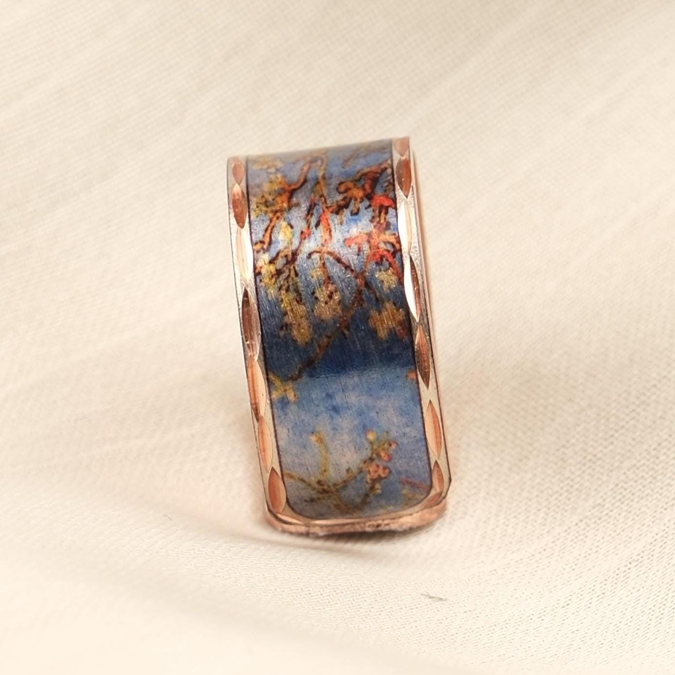 Vincent van Gogh “Almond Blossoms” Ring in Pure Copper, Adjustable Artistic Design | Handmade Antique Looking Vintage Style Statement Piece