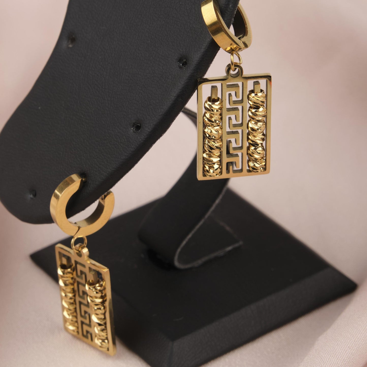Golden Hellenic Charm Hoop Earrings For Women, Bold Multifunctional Spiral Hoops, Hypoallergenic Brass Jewelry