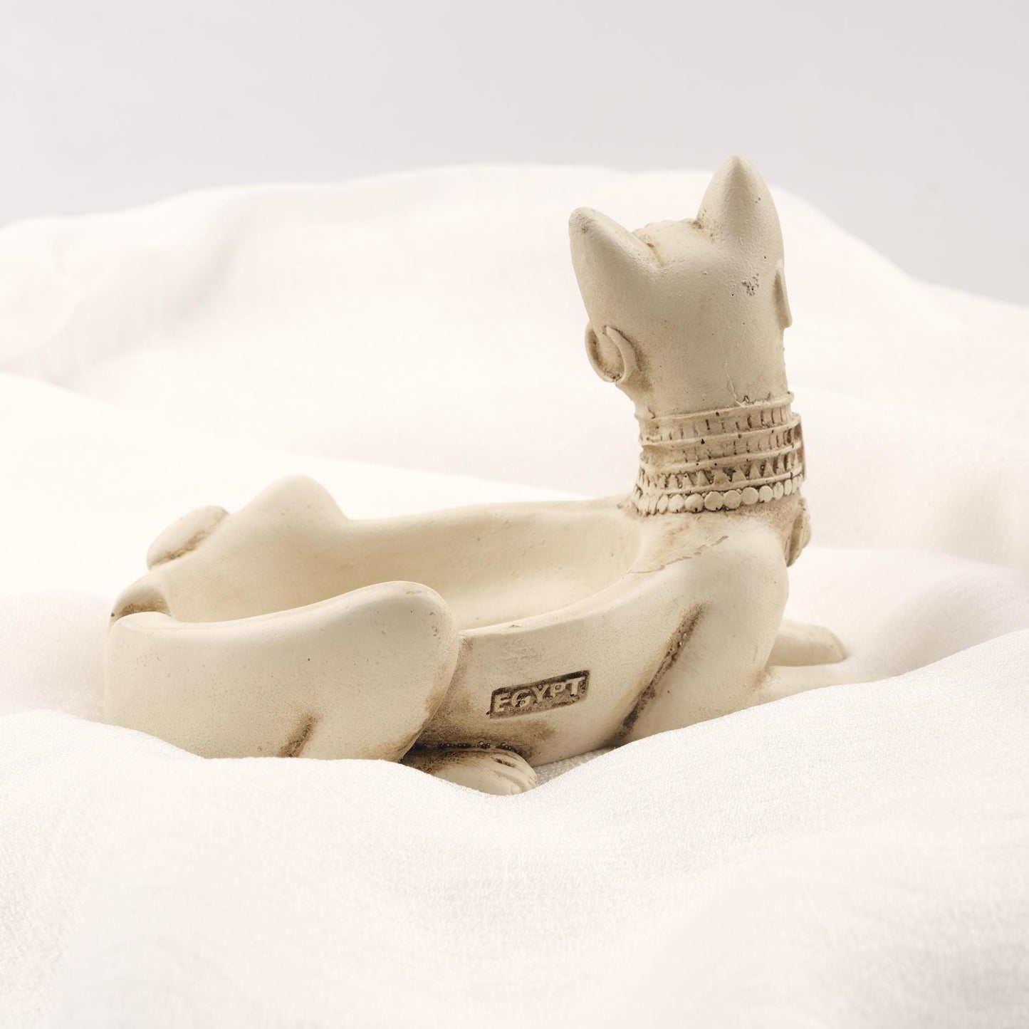 White Sphinx Cat Ashtray, Ancient Vibe Funky Outdoor Cool Ashtray Gift Idea for Smokers – 14x10cm Handmade HEAVY ITEM 1LBS