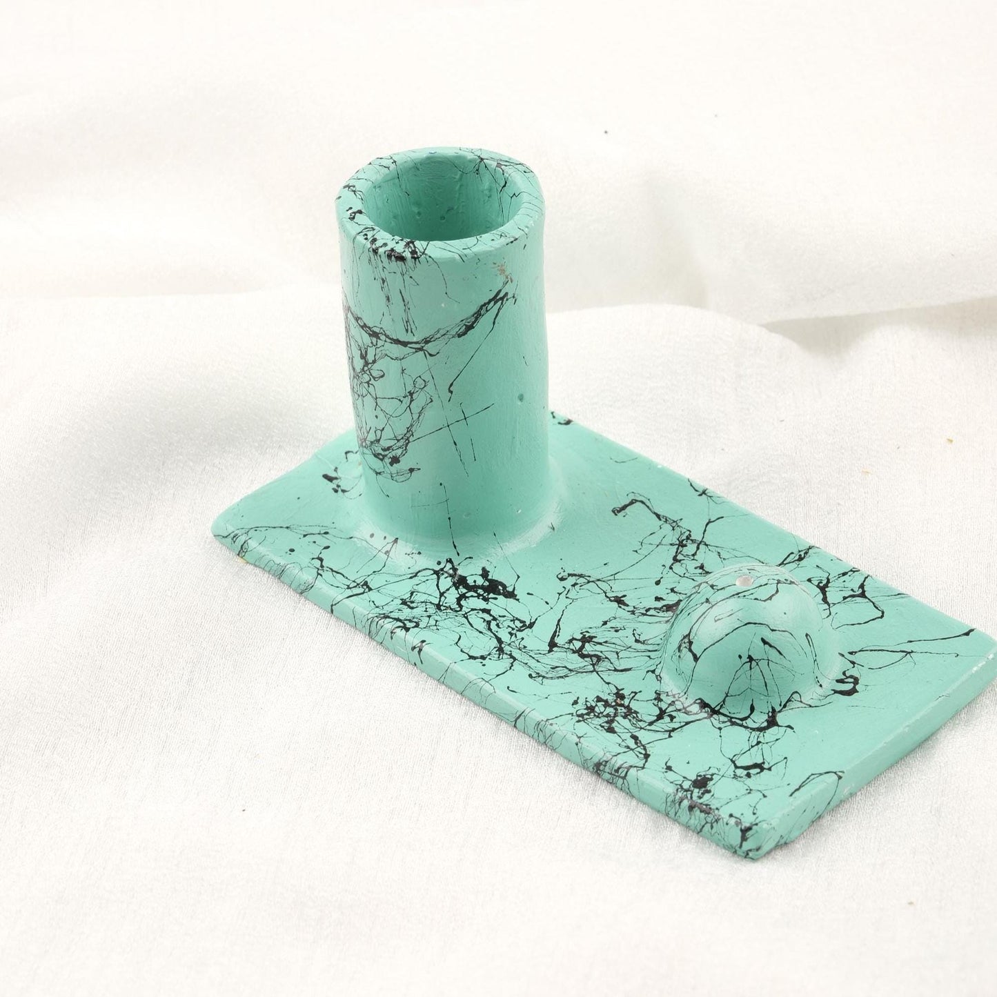 Gray And Black Epoxy Marble Design Palo Santo Holder | Ash Catcher Plate For Cleansing Or Smudge | 13x7x8cm