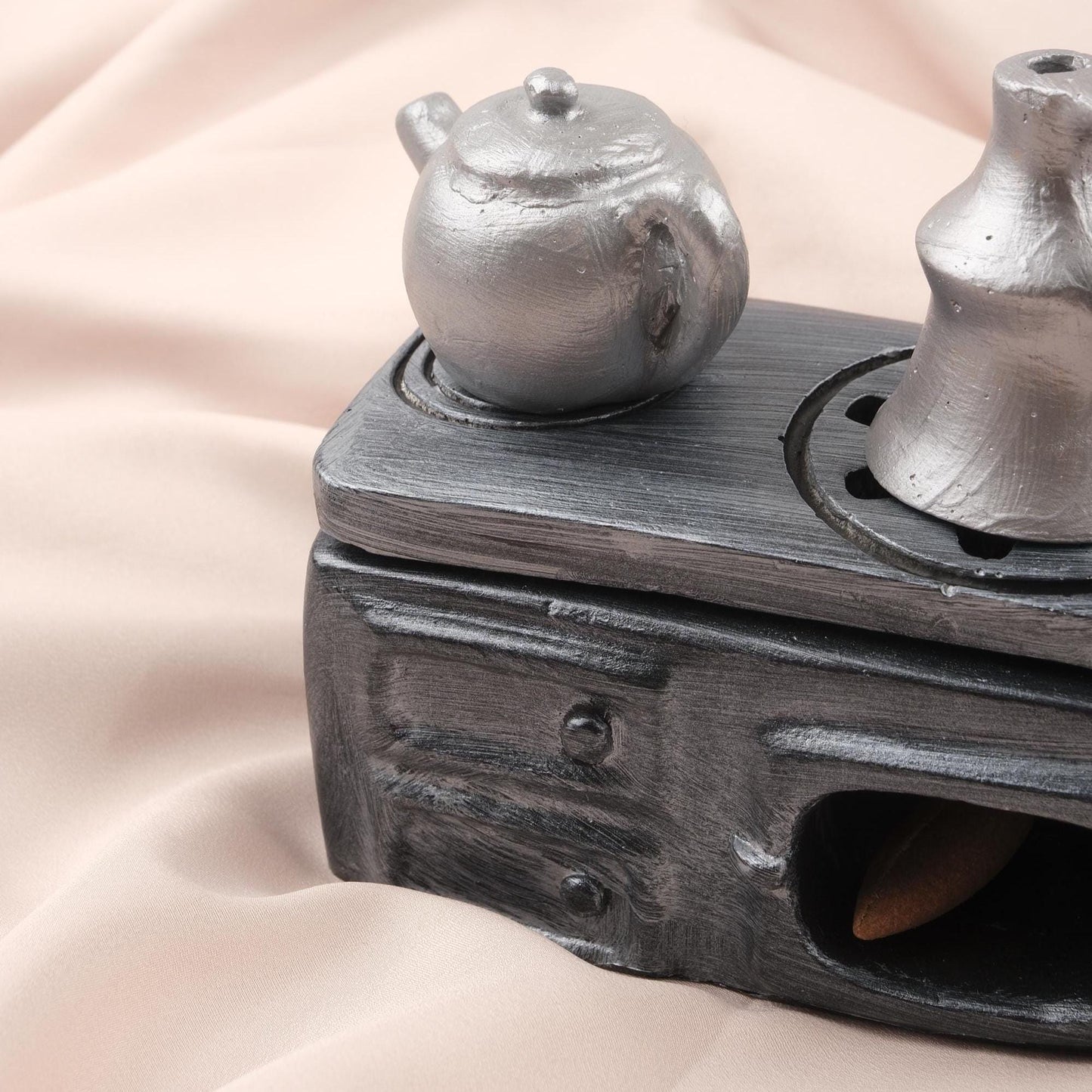 Exotic Teapot Set Incense Cone Holder, Kitchen Decor Incense Burner for Unique gift Idea for Art Lovers, Authentic Spiritual Home Decor