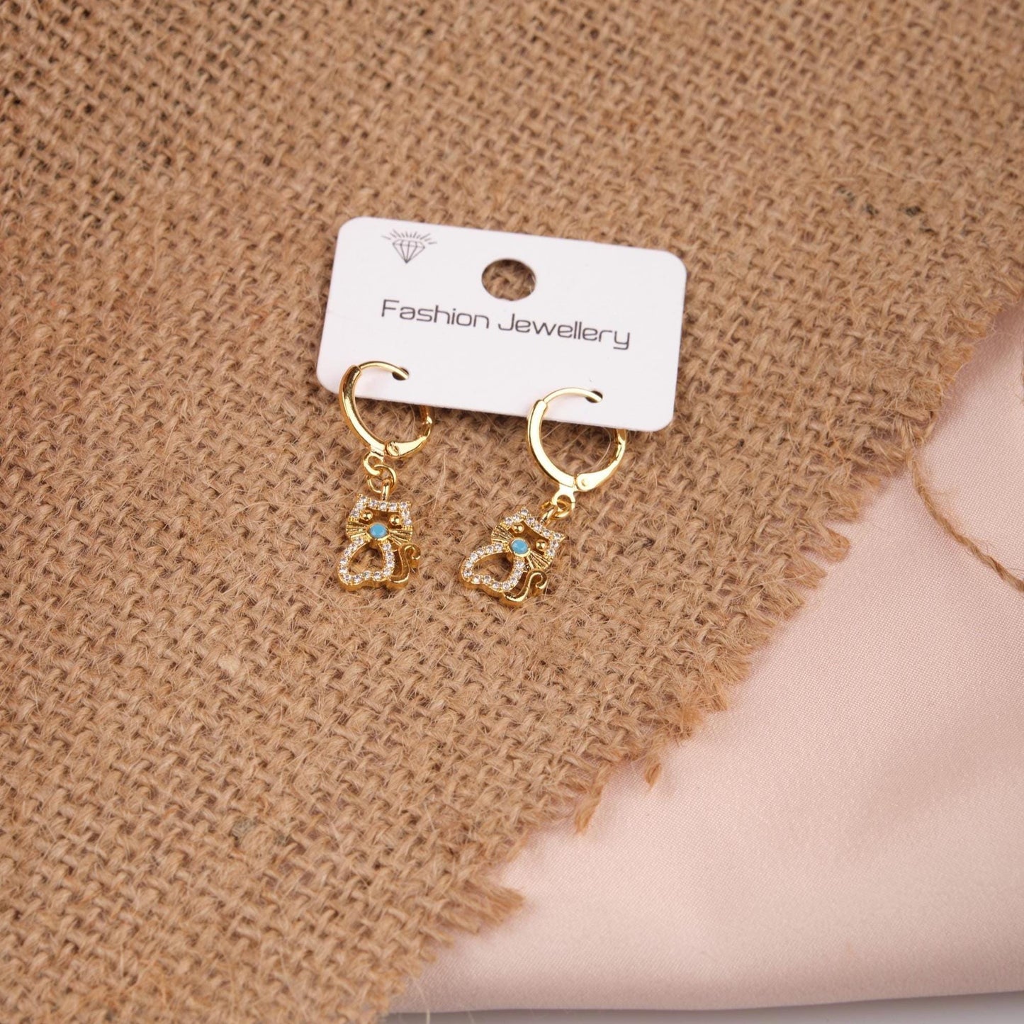 Gold And Purple Cat Hoops, Whimsical Minimal Jewelry In Brass, Vibrant Summer Vibe, A Playful Gift For Women With Style