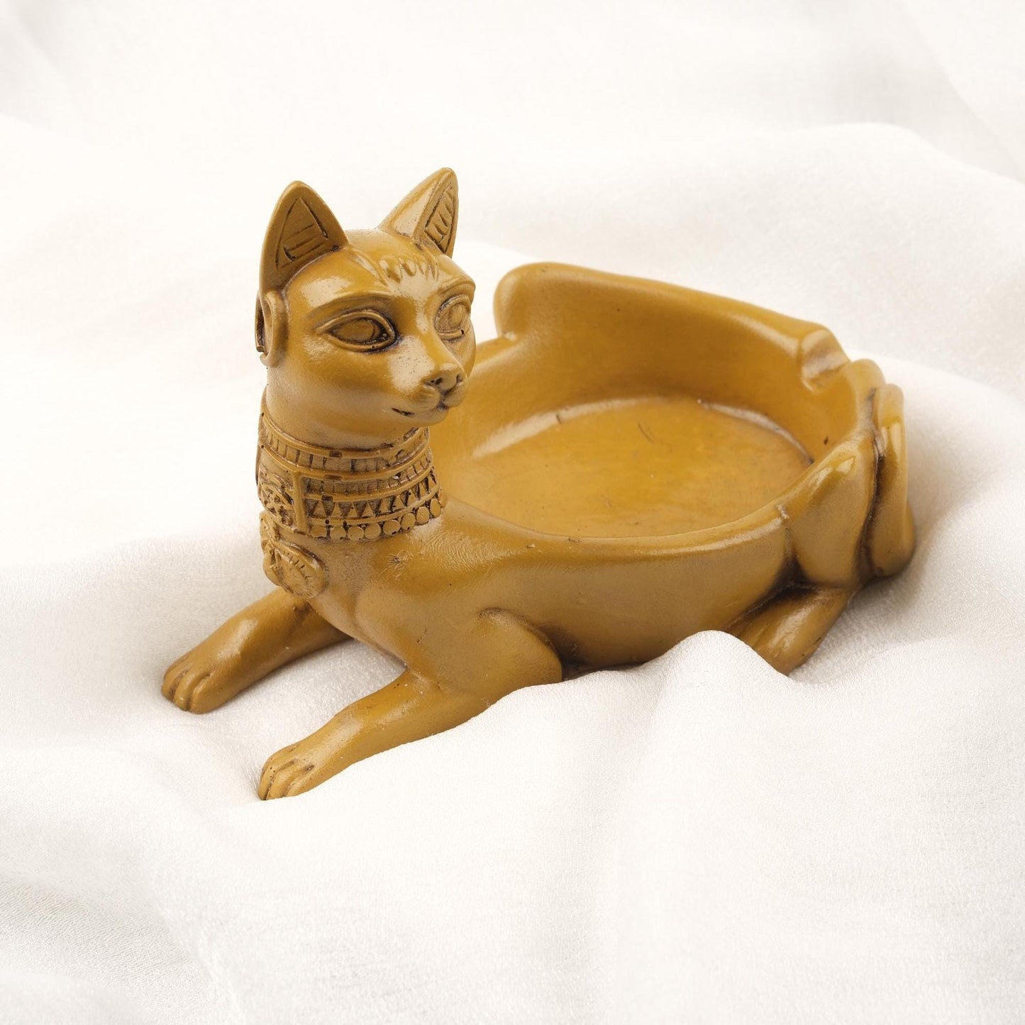 Gray & Light Green Sphinx Cat Ashtray, Ancient Egyptian Style Unique Vintage Ashtray Lid Gift – 14x10cm Handmade HEAVY ITEM 1LBS