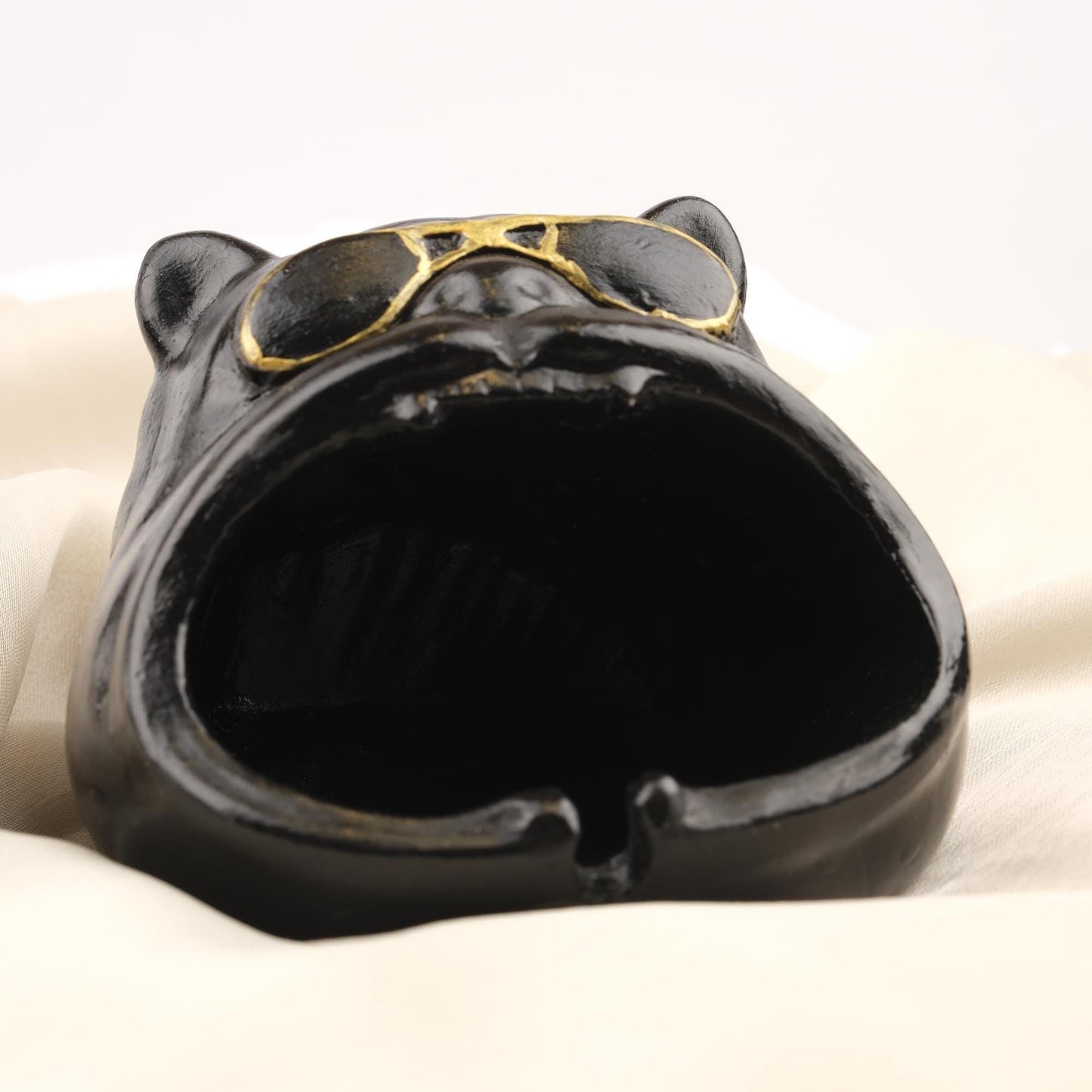 Cool Pug Dog Ashtray with Sunglasses, Funky Black Pet Design for Smokers, Hip Hop Style Handmade Gift Unique Decor Piece