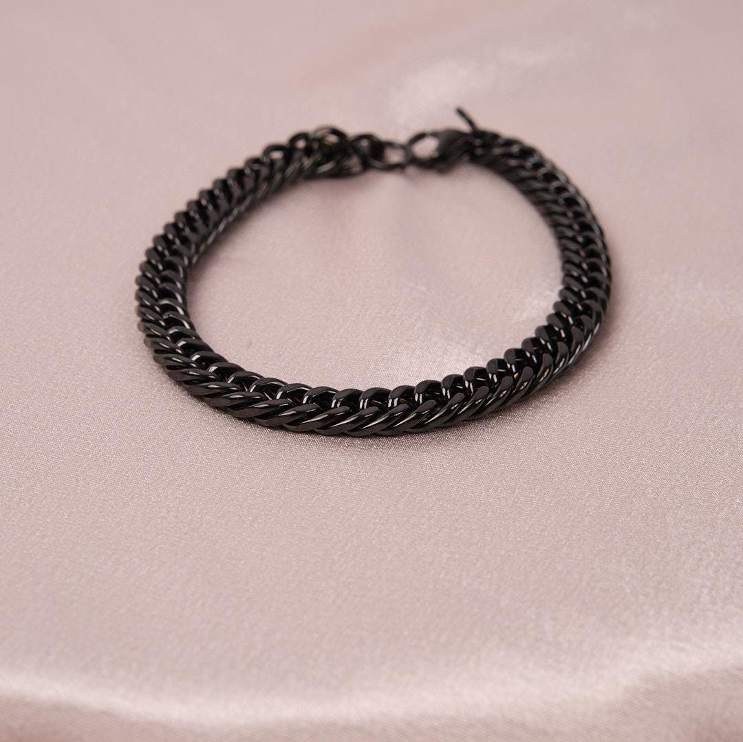 Men's Black Chain Bracelet in Stainless Steel & 22 cm, Classic Jewelry, Modern Stainless Steel Jewelry | Perfect Gift for Boyfriend or Dad