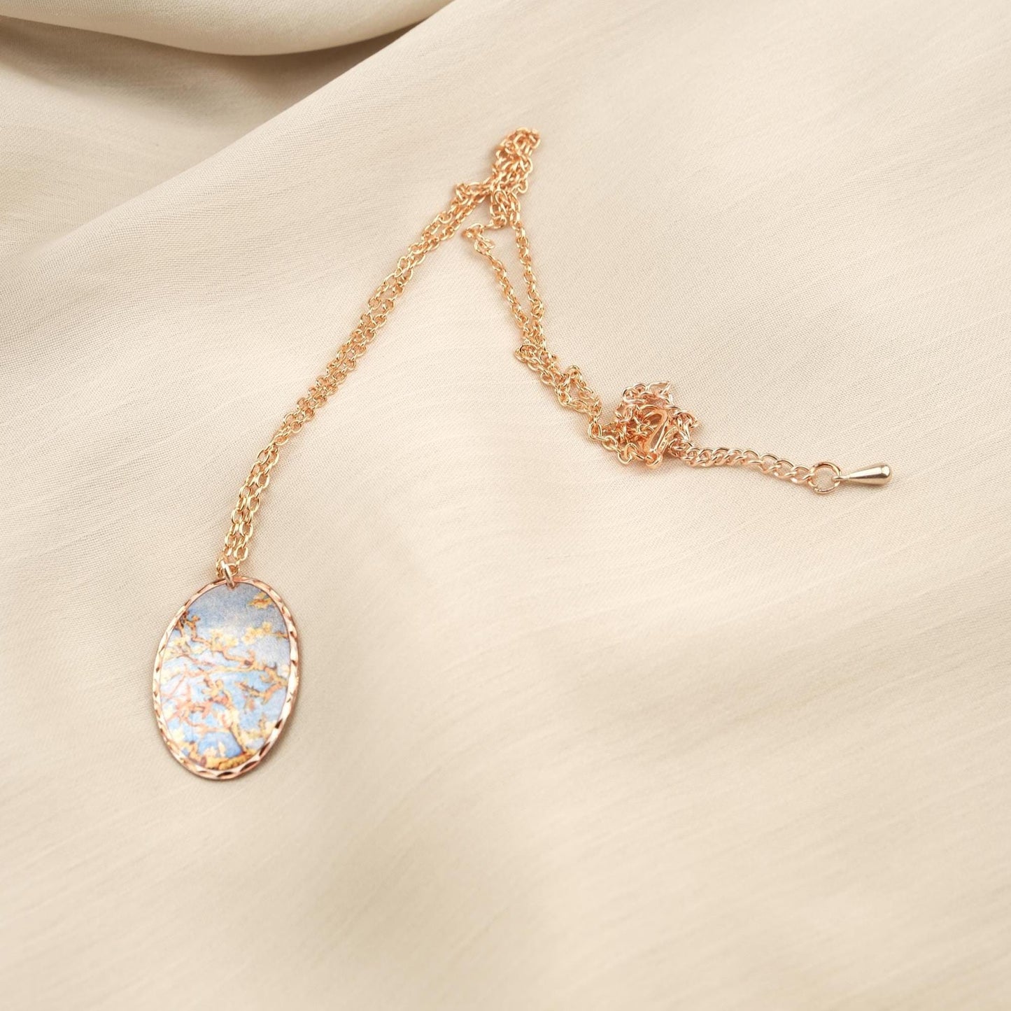 Vincent van Gogh "Almond Blossoms" Necklace in Pure Copper, Artistic Pendant & Adjustable Chain, Handmade Antique Looking Vintage Style Gift