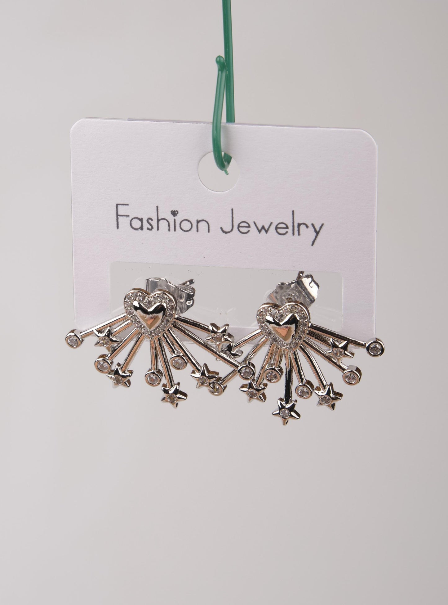 Silver Heart And Star Arrow Earrings, Sparkling Love-Inspired Hoops For Women, Timeless Brass Jewelry For Every Season