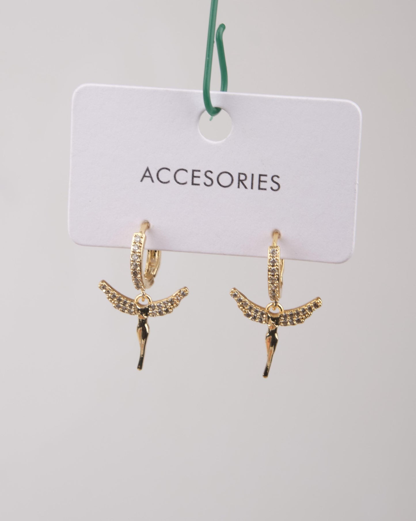 Gold Fairy Angel Hoop Earrings, Radiant And Spiritual Jewelry For Women, Gentle Minimal Charm Made In Brass