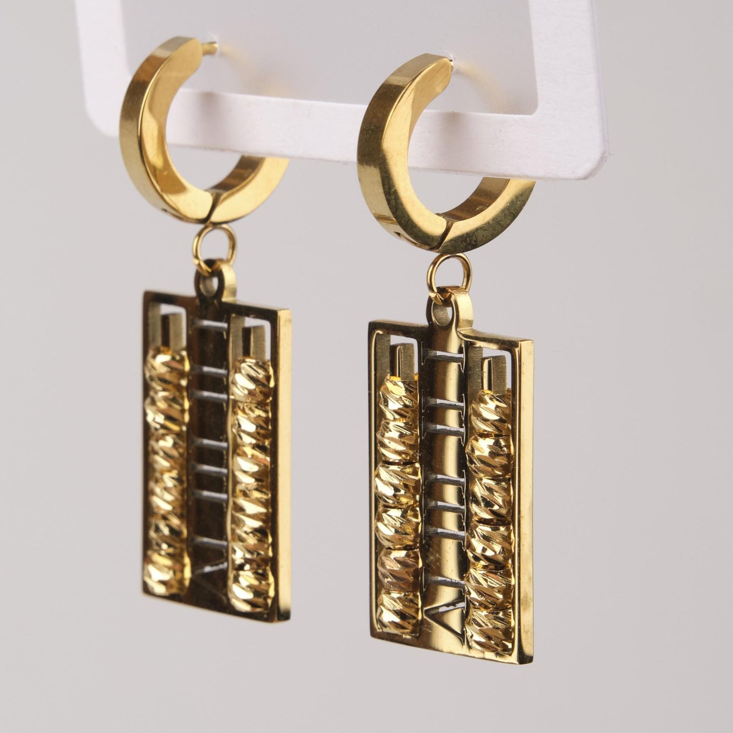 Gold Roman Number Multifunctional Earrings, Bold Hellenic Jewelry For Women, Everyday Hypoallergenic Style In Brass
