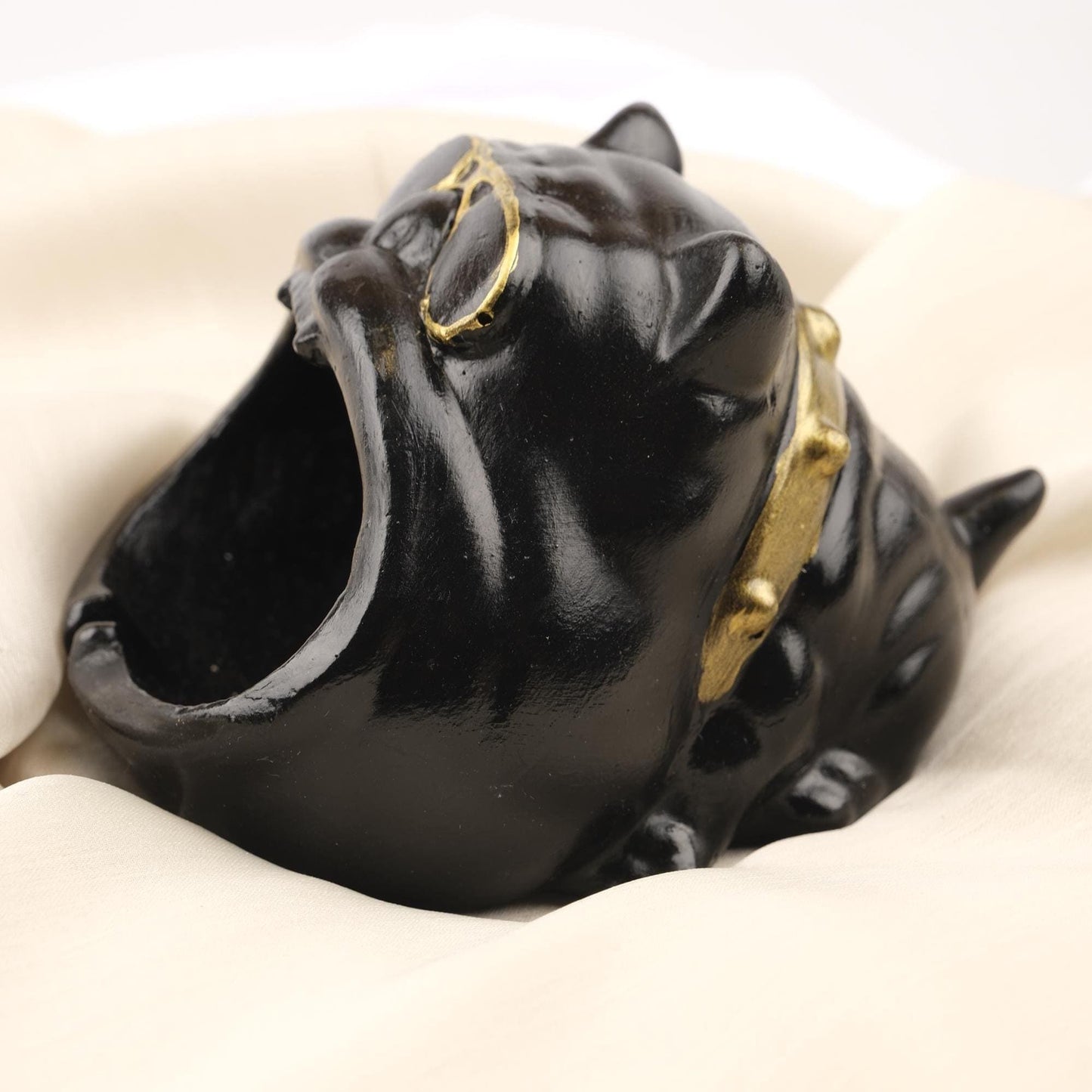 Cool Pug Dog Ashtray with Sunglasses, Funky Black Pet Design for Smokers, Hip Hop Style Handmade Gift Unique Decor Piece